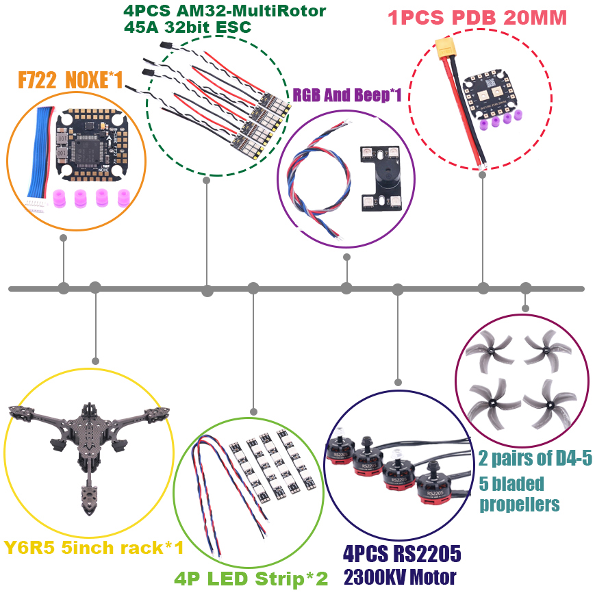 B-CUBE Y6R5 5inch FPV Drone Fr - огляд і ціна Drone Kit Octocopter